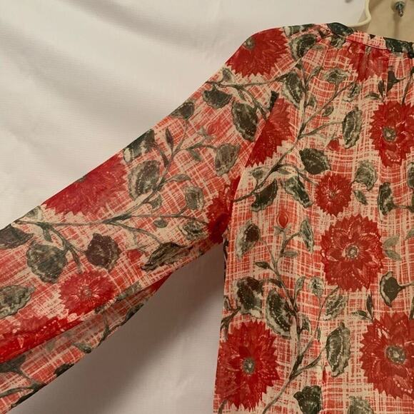 LUCKY BRAND FLORAL DRAWSTRING BLOUSE SZ‎ XS - Picture 5 of 7